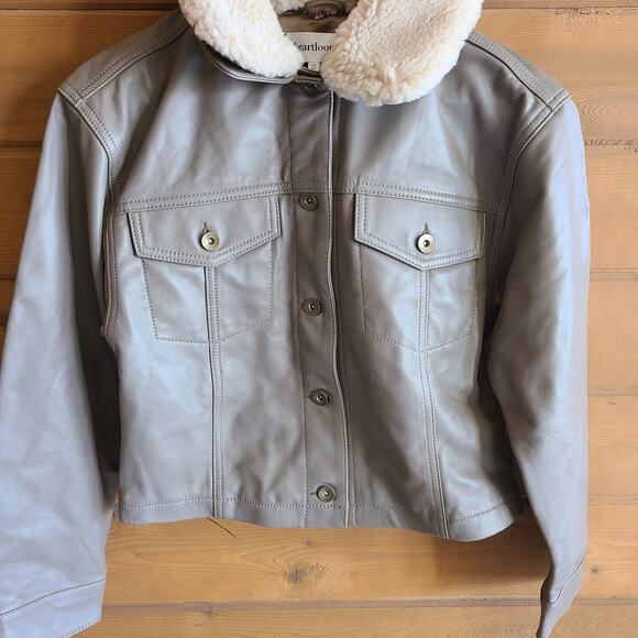 Anthropologie Heartloom Pia Jacket Fawn NWT XS Lambskin Leather Sherpa Coat - Picture 6 of 7